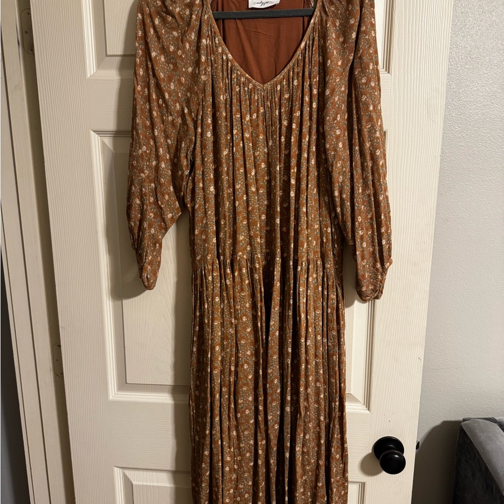 Carly Jean Los Angeles Rust Floral Maxi Dress
